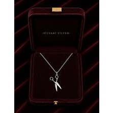 Silvari Silver Makas Parlak Unisex Tasarım 925 Ayar Gümüş Kolye