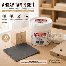 ESBH Krem Ahşap Tamir Macunu Seti 200 gr + 150 Kum Zımpara - Mobilya, Parke ve Ahşap Kapı Çatlak, Delik, Çizik Onarım Dolgu Macunu
