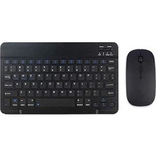Tablet Için Uyumlu Slim Şarjlı Bluetooth Klavye ve Mouse Seti Siyah
