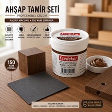 ESBH Koyu Ceviz  Ahşap Tamir Macunu Seti 200 gr + 150 Kum Zımpara - Mobilya, Parke ve Ahşap Kapı Çatlak, Delik, Çizik Onarım Dolgu Macunu