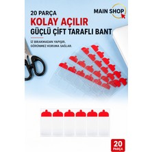MAİN SHOP 20 Parça Kolay Açılır Şeffaf Çift Taraflı Bant – Iz Bırakmaz Güçlü Yapışkanlı Sabitleme & Montaj Bandı Seti M-313