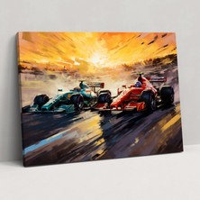 Popcasso Güneş Batarken Formula 1 Bitiş Çizgisi Kanvas Tablo
