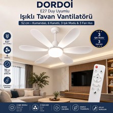 Empressco Kumandalı 52CM Tavan Vantilatörü, 6 Kanat, 3 Işık, 3 Hızlı Mod