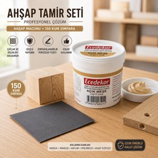 ESBH Açık Meşe Ahşap Tamir Macunu Seti 200 gr + 150 Kum Zımpara - Mobilya, Parke ve Ahşap Kapı Çatlak, Delik, Çizik Onarım Dolgu Macunu