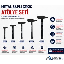 Apeksal Sait Demirci Metal Saplı Çekiç 5'li Atölye Seti Dövme Çelik Profesyonel Çekiç