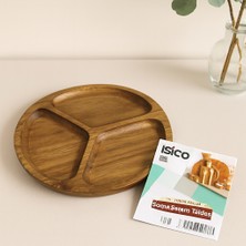 Enco Store Akasya Ahşap Yuvarlak 3 Bölmeli Servis Tepsisi 20 cm