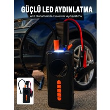 Svoria Store 10000MAH Şarjlı Araç Kompresörü Akü Takviye Cihazı Powerbank Özellikli Dijital Lastik Şişi