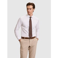 Cacharel Beyaz Slim Fit %100 Pamuk Yarım İtalyan Yaka Klasik Gömlek 50318216 VR013
