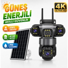 Dobest 4K 3 Lens 4g Sım Kartlı Güvenlik Kamerası V380 Pro 360° Ptz Kablosuz Dış Mekan IP66 Renkli Gece Görüşü Hareket Sensörü Cctv Kamera