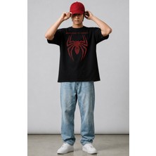Fuddy Moda Oversize Örümcek Baskılı Tişört, Unisex Spider Logo Baskılı Çocuk T-Shirt