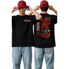 Fuddy Moda Oversize Ters Spider Sırt Baskılı Tişört, Unisex Örümcek Temalı Çocuk T-Shirt