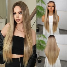 ALFA AKSESUAR 03 Kumral Dore Sarı Ombreli Fiber Sentetik Tül Peruk