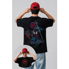 Fuddy Moda Oversize Spider Logo Sırt Baskılı Tişört, Unisex Örümcek Temalı Çocuk T-Shirt