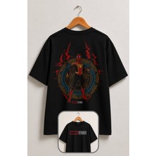 Fuddy Moda Oversize Spider Sırt Baskılı Tişört, Unisex Örümcek Temalı Çocuk T-Shirt