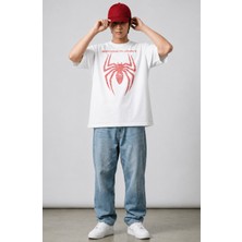 Fuddy Moda Oversize Örümcek Baskılı Tişört, Unisex Spider Logo Baskılı Çocuk T-Shirt