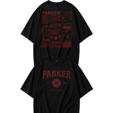 Fuddy Moda Oversize Parker Sırt Baskılı Tişört, Unisex Spider Temalı Çocuk T-Shirt