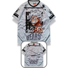 Fuddy Moda Unisex One Piece Gear 5 Luffy Forma, Oversize Anime Temalı Jersey Tshirt