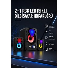 Esranın Dünyası 2+1 Rgb LED Işıklı Güçlü Bas Sistemli Bilgisayar Hoparlörü
