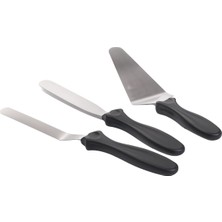 Hsc Bilişim 3’lü Spatula Seti – Paslanmaz Çelik, Plastik Saplı, Pasta, Kek Krep Için Profesyonel Spatula Tak