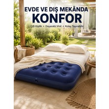 Mestore Konforlu Çift Kişilik Şişme Yatak Flokeli Yüzey Dayanıklı Gövde