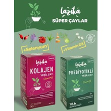 Lazika Süper Çay Seti - Prebiyotik Yeşil Çay + Kolajenli Yeşil Çay (2x18 PLA Poşet, 54 g)