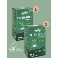 Lazika (2'li Set) Prebiyotik Yeşil Çay (2x18 PLA Piramit Poşet) - Bitkisel Prebiyotik Lif