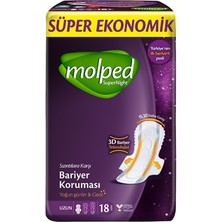Molped Super Nght Hijyenik Ped Ekonomik Paket Uzun 18LI (5'li Paket)
