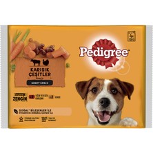 Pedigree Etli Seçenekleri 4'lü Poşet Paket Yaş Mama 4 x 100 G (5'li Paket)