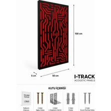 iTrack 50*100 cm Ahşap Difüzör Akustik Panel Siyah - Kırmızı Desen