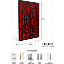 iTrack 60*120 cm Ahşap Difüzör Akustik Panel Siyah - Kırmızı Desen