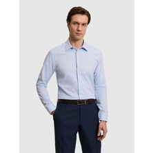 Cacharel Erkek Açık Mavi Slim Fit %100 Pamuk Klasik Yaka Oxford Gömlek 50318293-VR003