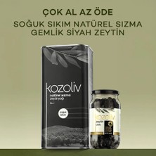 Kozoliv  Soğuk Sıkım Natürel Sızma Zeytinyağı 5 Lt + Doğal Gemlik Çeşidi Yağlı Siyah Zeytin 650 gr