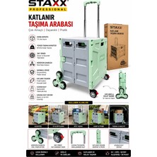 Staxx Power 100KG Katlanır Taşıma Arabası | 70 L Katlanabilir Kasa | Merdiven Çıkan 360° Teker | Kamp • Market