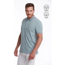 Hatemoğlu Erkek Mavi Regular Fit %100 Pamuk Polo Yaka Tişört
