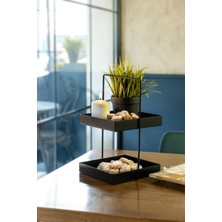 Rarart 2 Katlı Siyah Metal Organizer - Çok Amaçlı Düzenleyici - Muffin