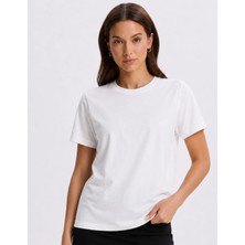Organickid Basic Kadın Bisiklet Yaka Beyaz T-Shirt