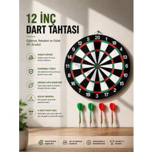 12 Inç Ahşap Dart Tahtası 4 Adet Metal Uçlu Dart Oku Dahil Nemere