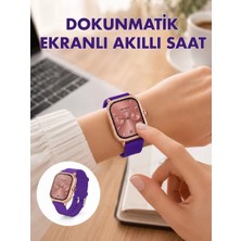 Nemere İthalat Pembe Mor ve Metal Kordonlu Akıllı Saat Hediye Seti Nemere Ithalat