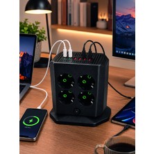 8'li Dikey Çoklu Priz 4 USB 2 Type-C Girişli Akım Korumalı Uzatma Prizi Nemere