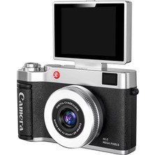 Nemere 4K Çantalı Dijital Retro Video Kamera 48MP 16X Zoom Işıklı (32GB) Kart Dijital Fotoğraf Makinesi Siyah