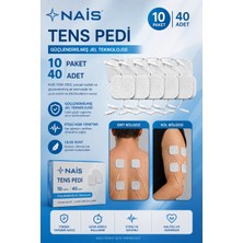 Nemere 10 Paket, 40 Adet Nais Gold Tens Elektrod Pedi 5x5 cm Extra Güçlendirilmiş Yapışkanlı Kumaş, Tens Pedi Elektrot – Cilt Dostu Jel – Yüksek Iletkenlik – Tens Cihazları ile Uyumlu