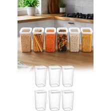 Omilife 6'lı Vakumlu Kare Saklama Kabı Seti 1200 ml Şeffaf Kapaklı Gıda Saklama Kabı VP-184