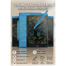 Epilons 20 Inc Renkli LCD Grafik Dijital Kalemli Çizim Tableti Yazı Tahta Not Yazma Eğitim Tableti Mavi