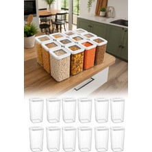 Omilife 12'li Vakumlu Kare Saklama Kabı Seti 1200 ml Şeffaf Kapaklı Gıda Saklama Kabı VP-184