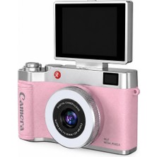 Nemere 4K Çantalı Dijital Retro Video Kamera 48MP 16X Zoom Işıklı (32GB) Kart Dijital Fotoğraf Makinesi Pembe