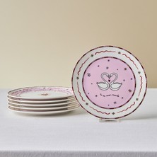 Karaca Toimoi 6 Kişilik Porselen Pasta Tabağı Takımı Pembe