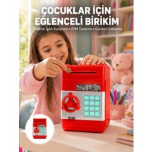 Kırmızı Atm Kasa Tipi Para Biriktirme Kumbarası Nemere