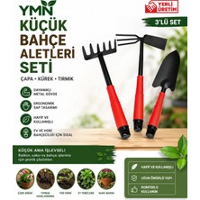 DOST ÇELİK Küçük Bahçe Aletleri Seti Çapa Kürek Tırmık 3'lü Set Yerli Üretim
