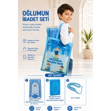 İhvan Online Kuran Kursları İçin Mavi Çantalı Kuranı Kerim Tesbih İsimli Seccade Seti Pamuklu Dini Desenli