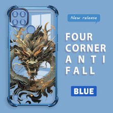 Ucuc Realme C25Y/C21Y Uyumlu Şeffaf Silikon Köşe Koruma Lens Korumalı Elektroplatlı Kenar Kılıf